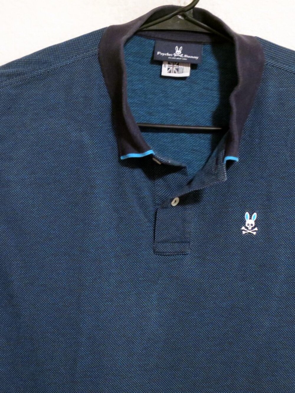 Psycho Bunny Shirt Mens Size 8 Short Sleeve Polo Black Blue Green Pima Cotton